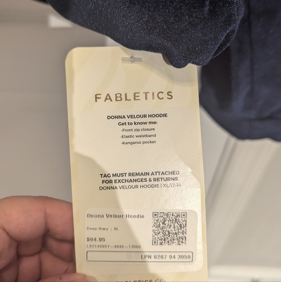 Fabletics‎ Donna Plush Velour Hoodie Deep Navy Relaxed Fit XL - Picture 2 of 7
